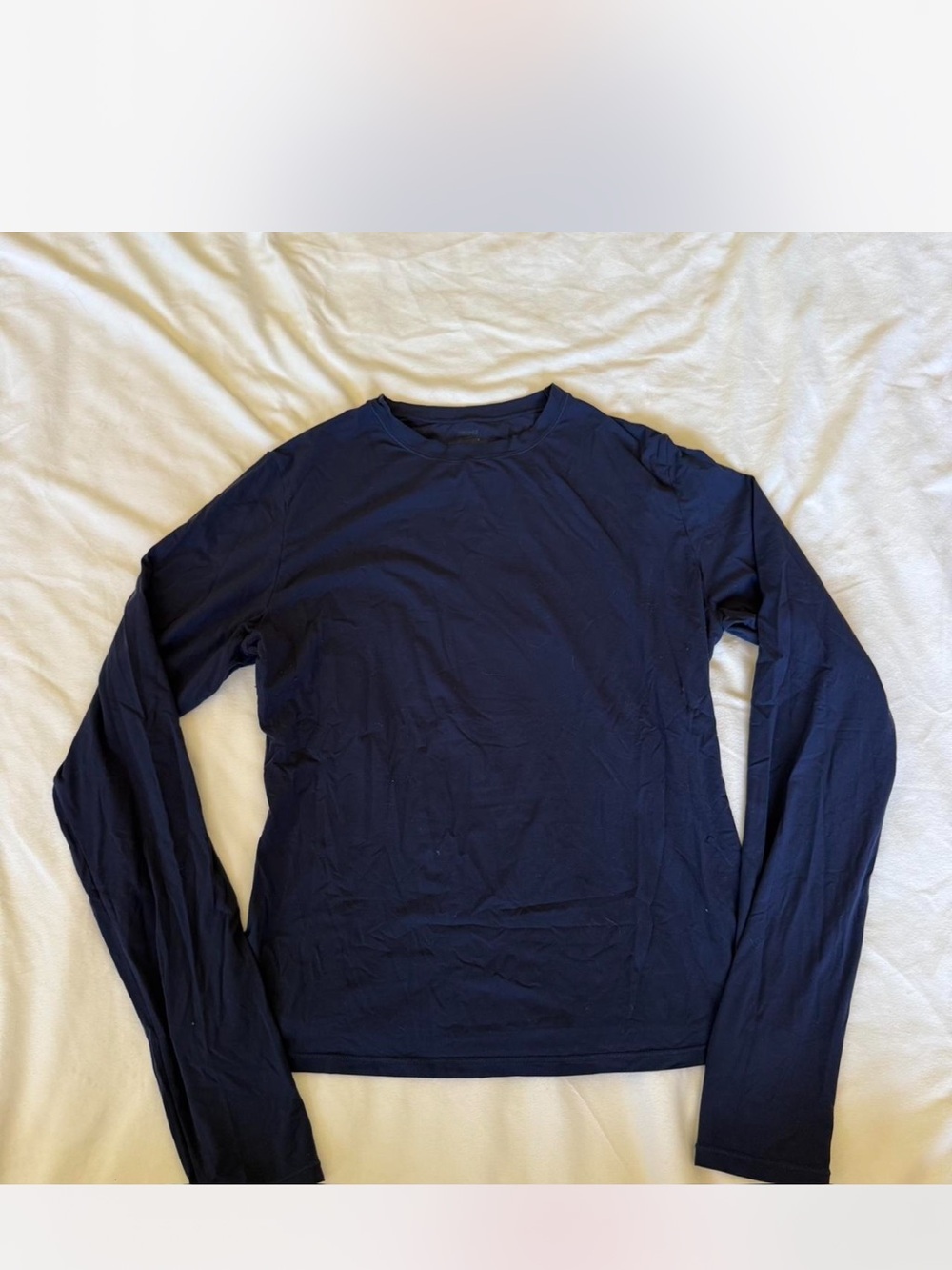 Skims Long-Sleeve Navy Crewneck Women's- Fits Everybody Top - Picture 2 of 3